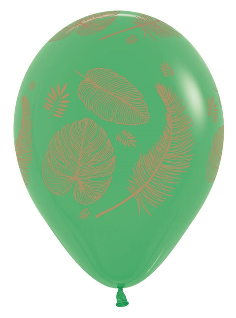 Globos Mezcla de Hojas Tropicales Estampado Dorado 30cm 25pcs