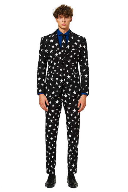 Traje Negro Blanco Estrellas Hombre OppoSuits