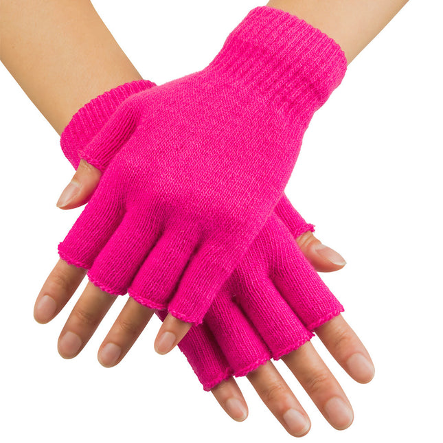 Guantes Sin Dedos Rosa Neón