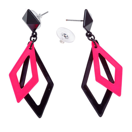 Pendientes Neón 80S Negro Rosa