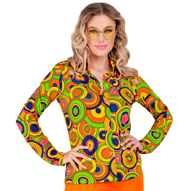 Blusa Disco 70S Color Damas Retro