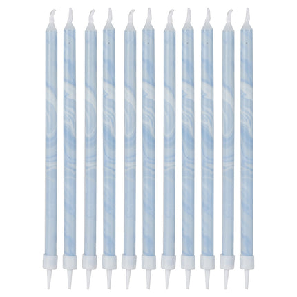 Velas Azul Mármol 18cm 12pcs