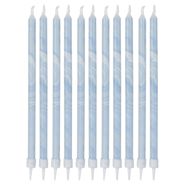 Velas Azul Mármol 18cm 12pcs