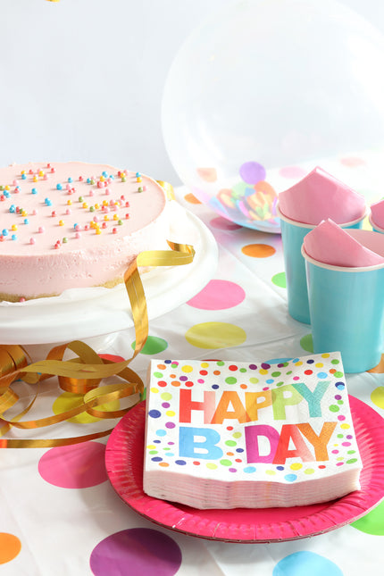 Servilletas de cumpleaños Happy Birthday Dots 33cm 20pcs