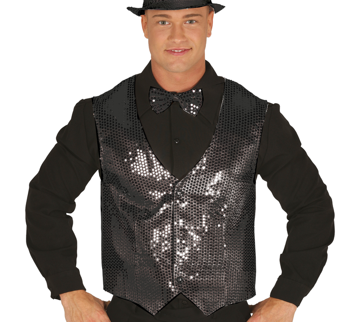 Chaleco Negro Paillettes Hombre