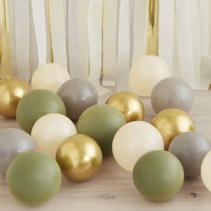 Globos Verde Oro Gris Beige 13cm 40pcs