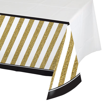 Mantel Negro Blanco Oro Plástico 2,24m