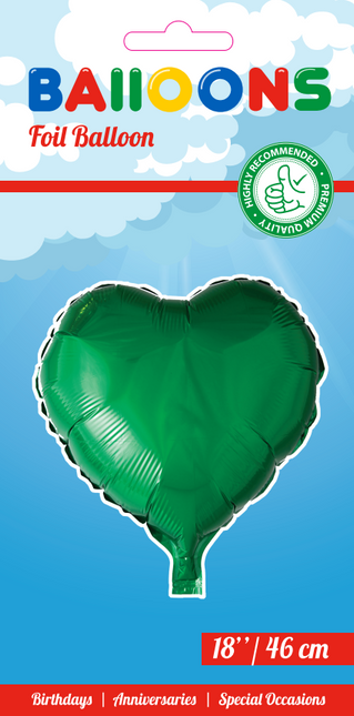 Globo de Helio Corazón Verde 46cm vacio