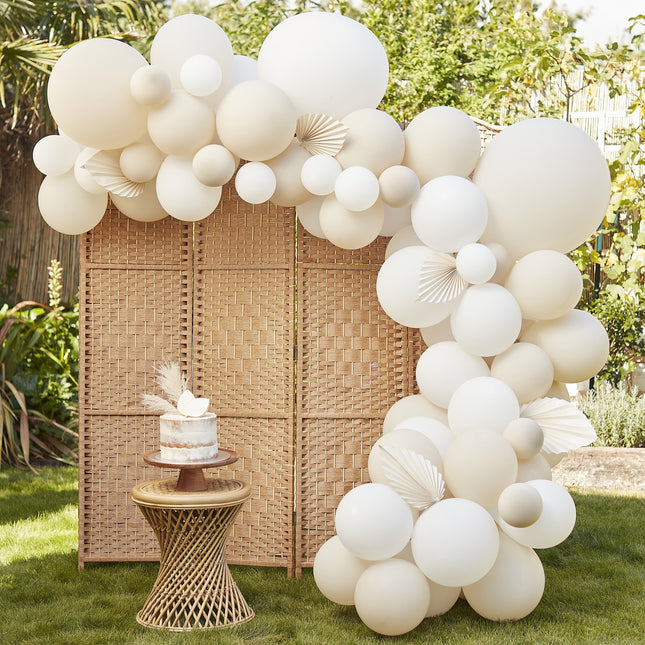 Abanicos de Arco de Globo Beige Blanco DIY Set