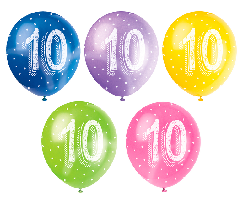 Globos 10 Años Confetti 30cm 5pcs