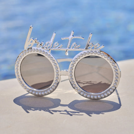 Gafas Plateadas Novias Perlas