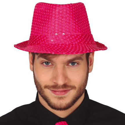 Gorro Paillette Rosa Neón