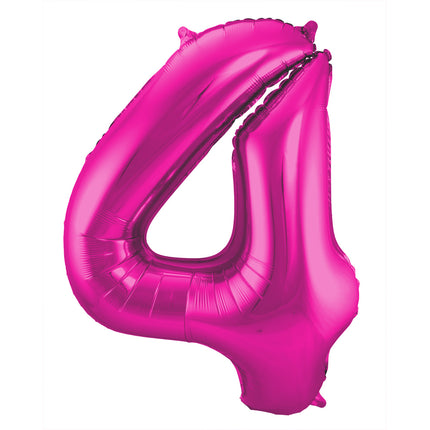 Globo Foil Figura 4 Fucsia Metalizado XL 86cm vacío