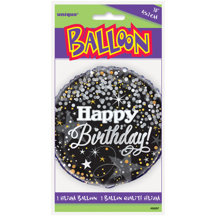 Globo de Helio Happy Birthday Glitter Confetti 45cm vacío