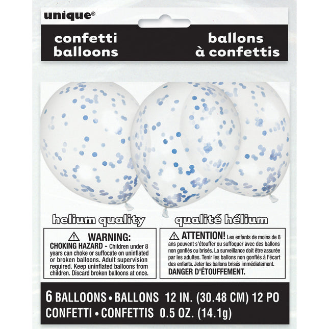 Globos Confeti Azul 30cm 6pcs