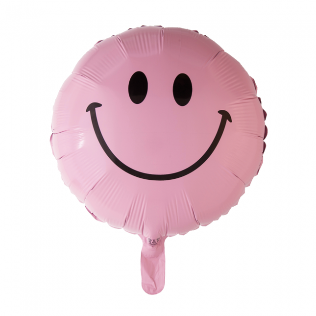 Globo de Helio Emoji Sonrisa Rosa Claro 45cm vacio