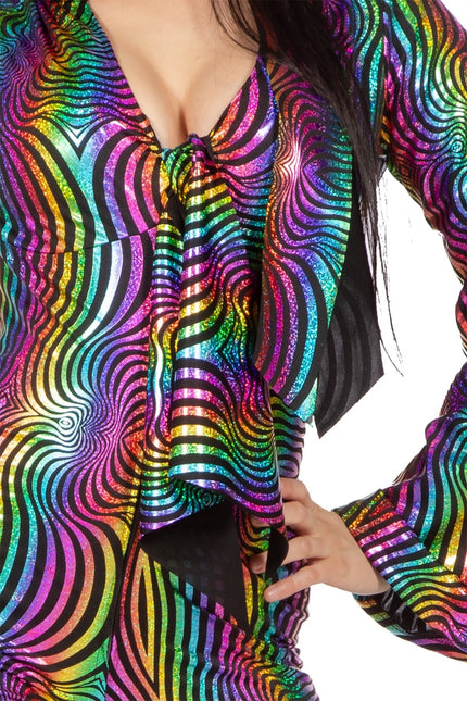 Traje Disco Color Damas Holográfico