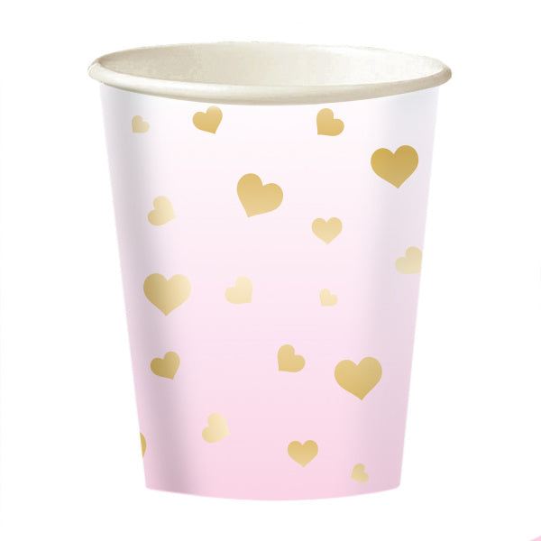 Tazas rosas Corazones 250ml 8uds.