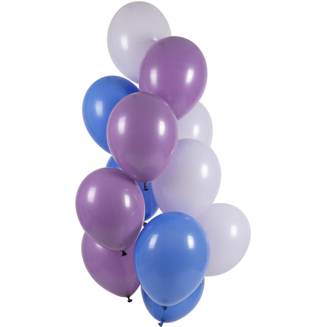 Set Globos Violeta Blanco Azul 33cm 12pcs