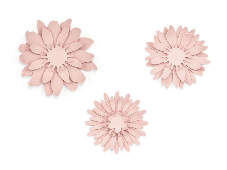 Flores de Papel Rosa Pastel 3pcs