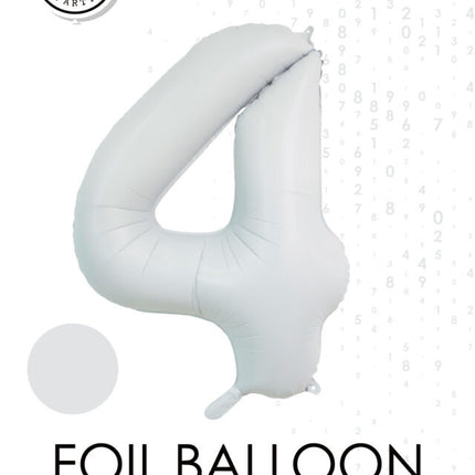 Globo Figura Blanco 4 Años Brillo 86cm