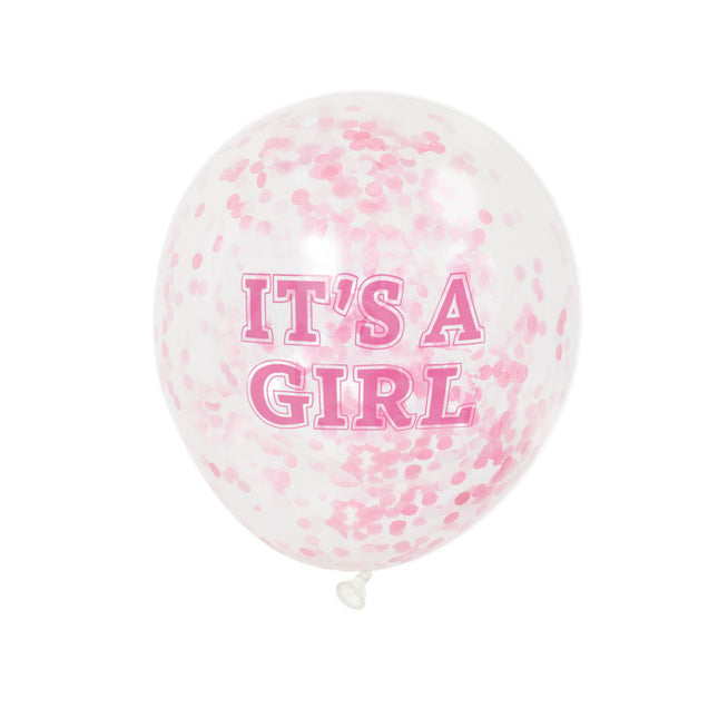 Globos Confeti Es Una Niña Rosa 30cm 6pcs