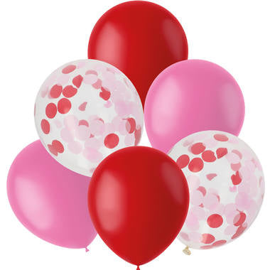 Globos Mix Rojo y Rosa 30cm 6pcs