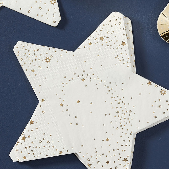 Servilletas Estrellas Oro/Blanco 16,5cm 16pcs