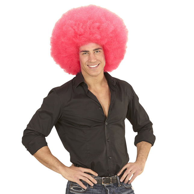 Peluca Rosa Afro Extra Grande