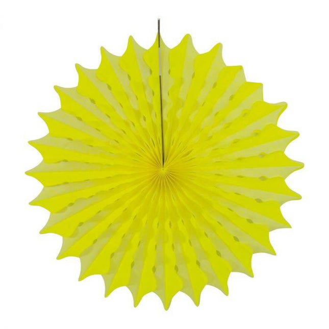 Abanico de Papel Amarillo Neón 45cm