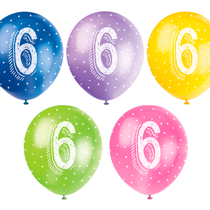 Globos 6 Años Confetti 30cm 5pcs