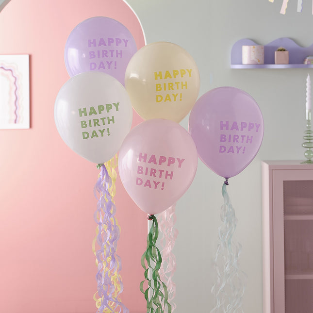 Juego de Globos de Feliz Cumpleaños de Colores