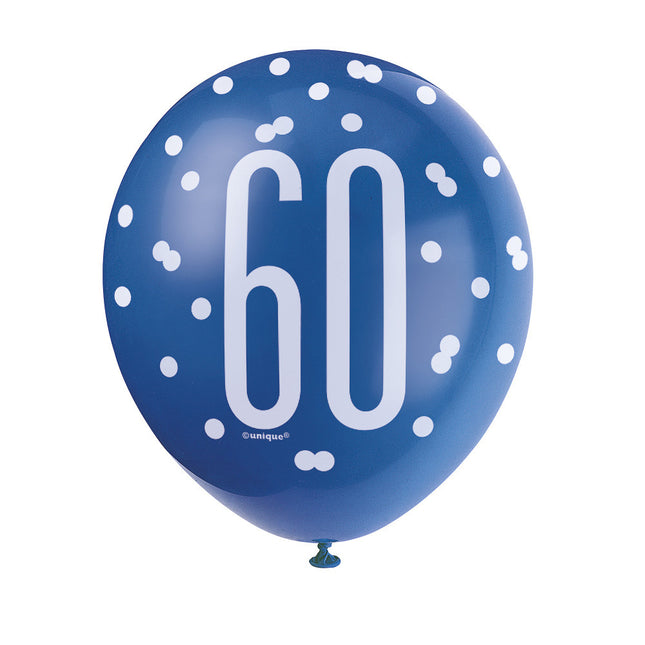 Globos 60 Años Lunares Azul 30cm 6pcs