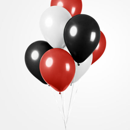 Globos Rojo Blanco Negro 30cm 10pcs