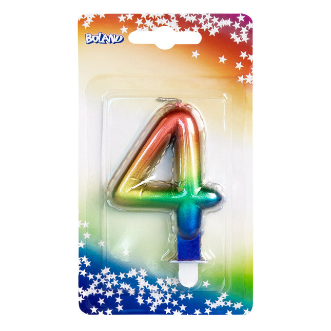 Vela Arco Iris 4 Años 8cm