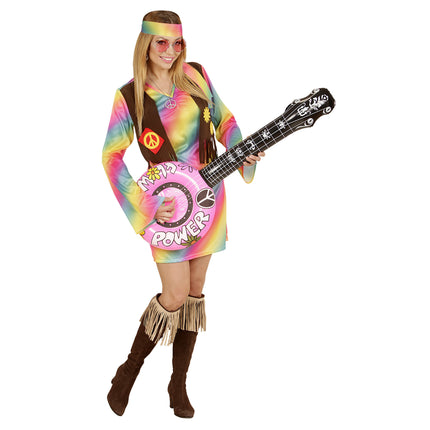 Hippie 60S Banjo Falso Hinchable Rosa 1m