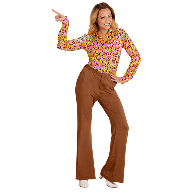 Pantalón Disco 70S Marrón Mujer