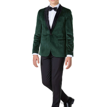 Blazer de terciopelo verde oscuro niño adolescente OppoSuits