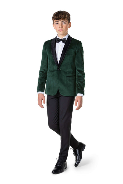 Blazer de terciopelo verde oscuro niño adolescente OppoSuits