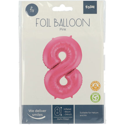 Globo Foil Figura 8 Rosa Mate XL 86cm vacío