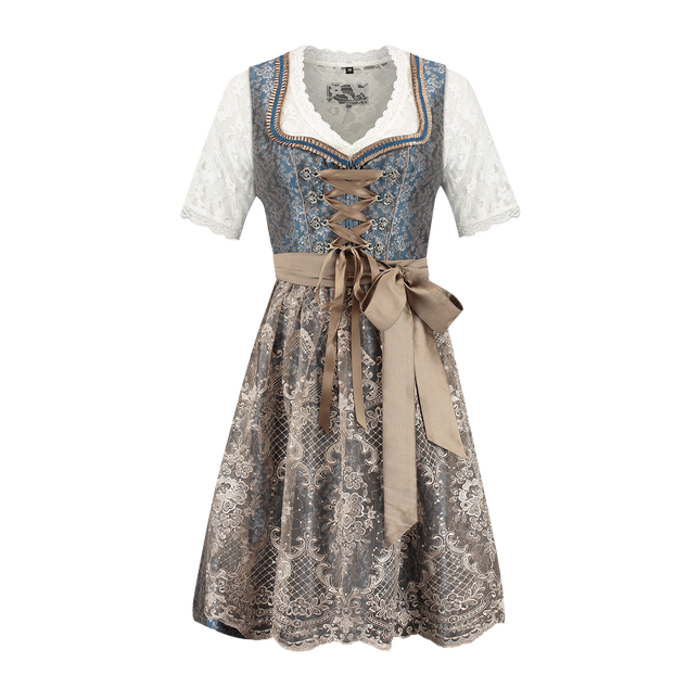 Blanco Azul Vestido Dirndl Oktoberfest Rosa Señoras