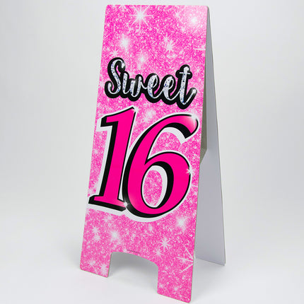 Cartel Advertencia Dulces 16 Rosa 62,5cm