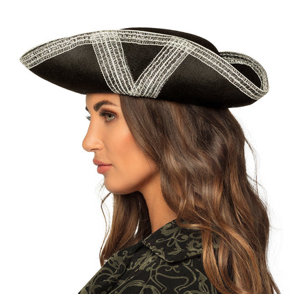 Sombrero pirata Negro Plata