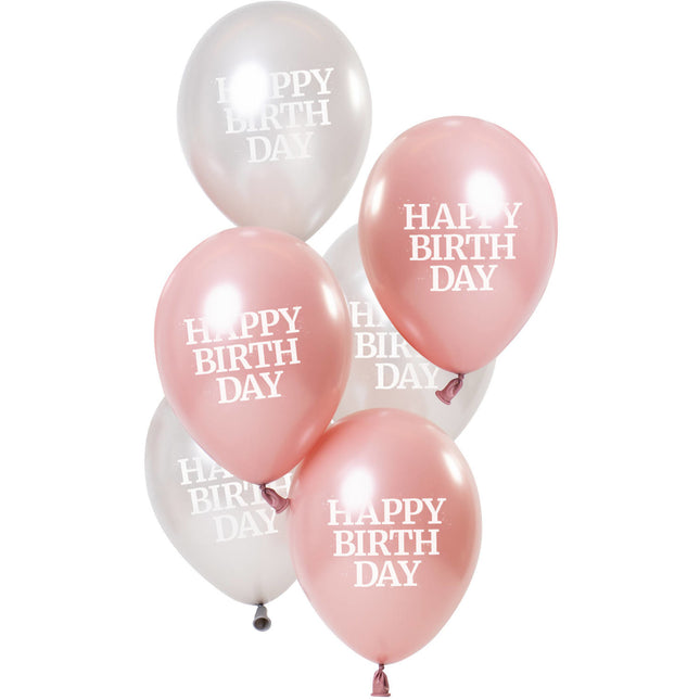 Globos Feliz Cumpleaños Rosa 23cm 6pcs