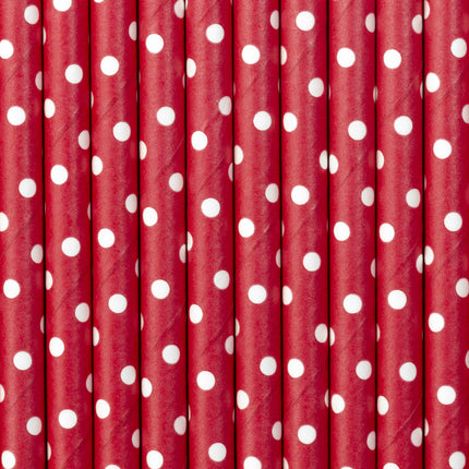 Pajitas de Papel Rojo 19.5cm 10pcs