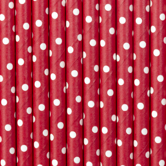 Pajitas de Papel Rojo 19.5cm 10pcs