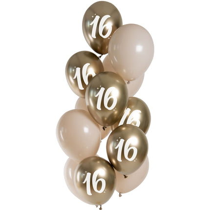 Globos de Oro 16 Años Cromados 33cm 12pcs