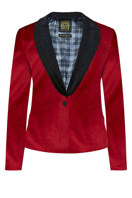 Blazer de terciopelo rojo burdeos para mujer OppoSuits