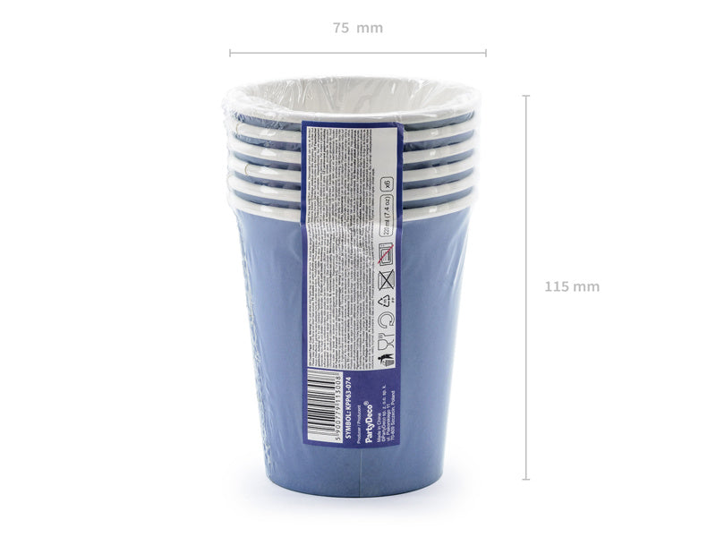 Tazas Feliz Cumpleaños Azul 220ml 6pcs