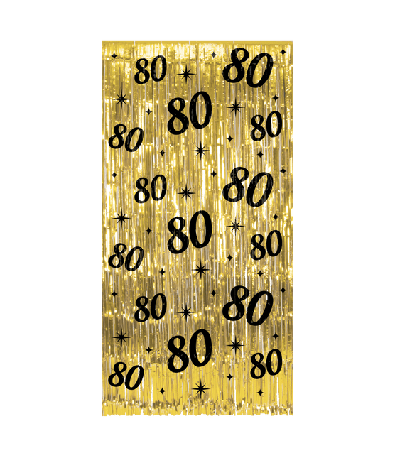 80 Años Cortina Puerta Oro Negro